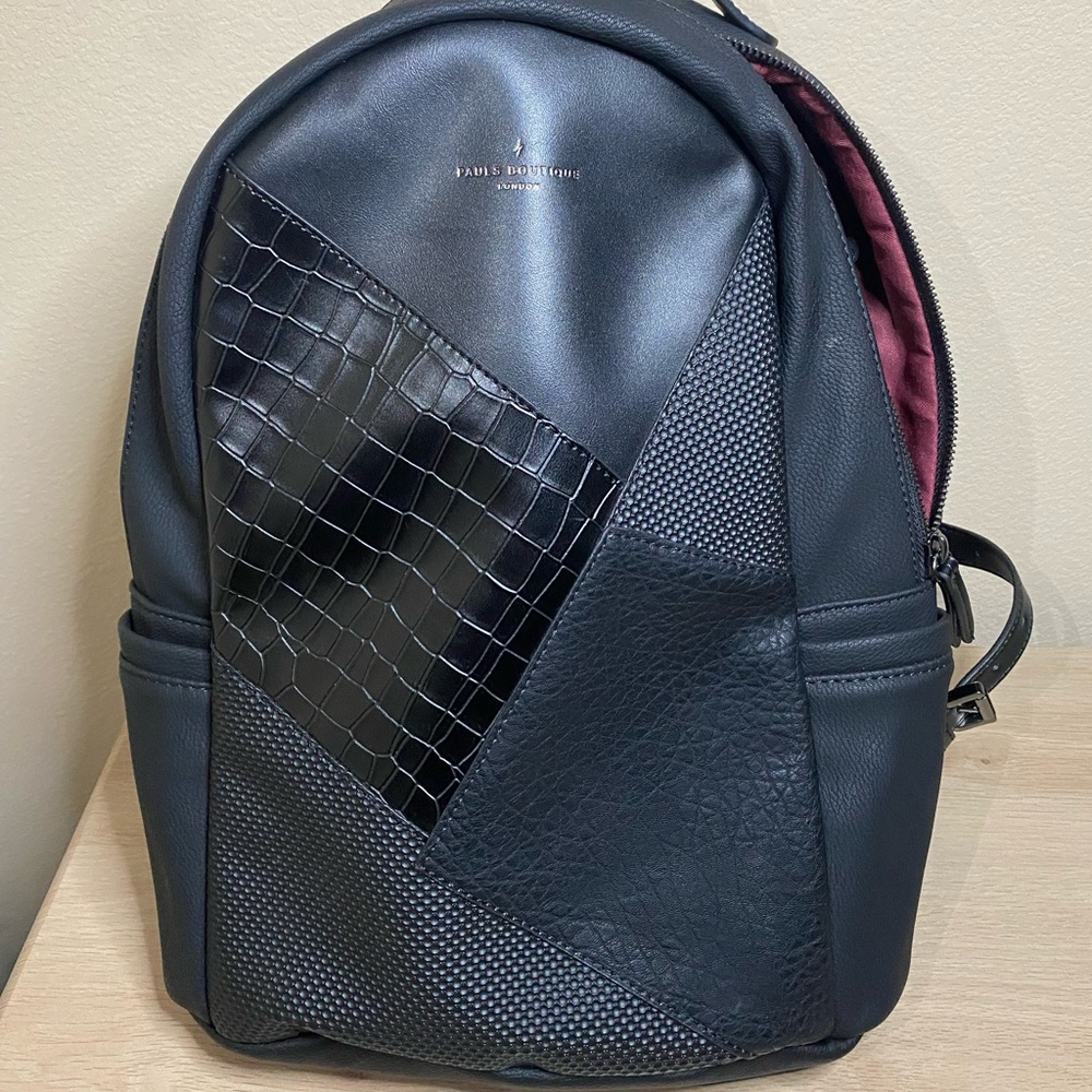Pauls Boutique London Rosa Faux Alligator Backpack Black Silver Medium